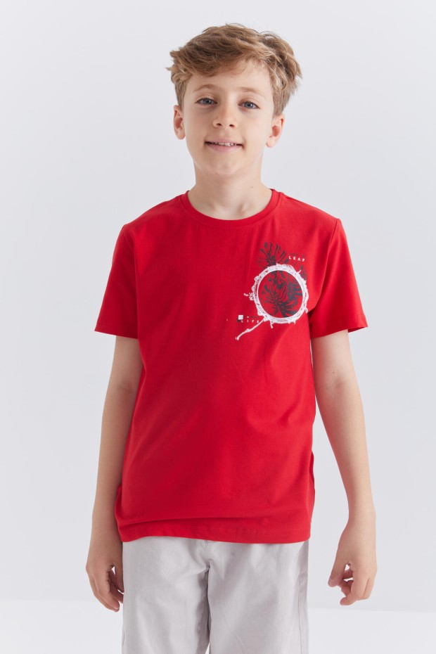 Tommy Life Kırmızı Baskılı O Yaka Kısa Kollu Standart Kalıp Erkek Çocuk T-Shirt - 10867. 6