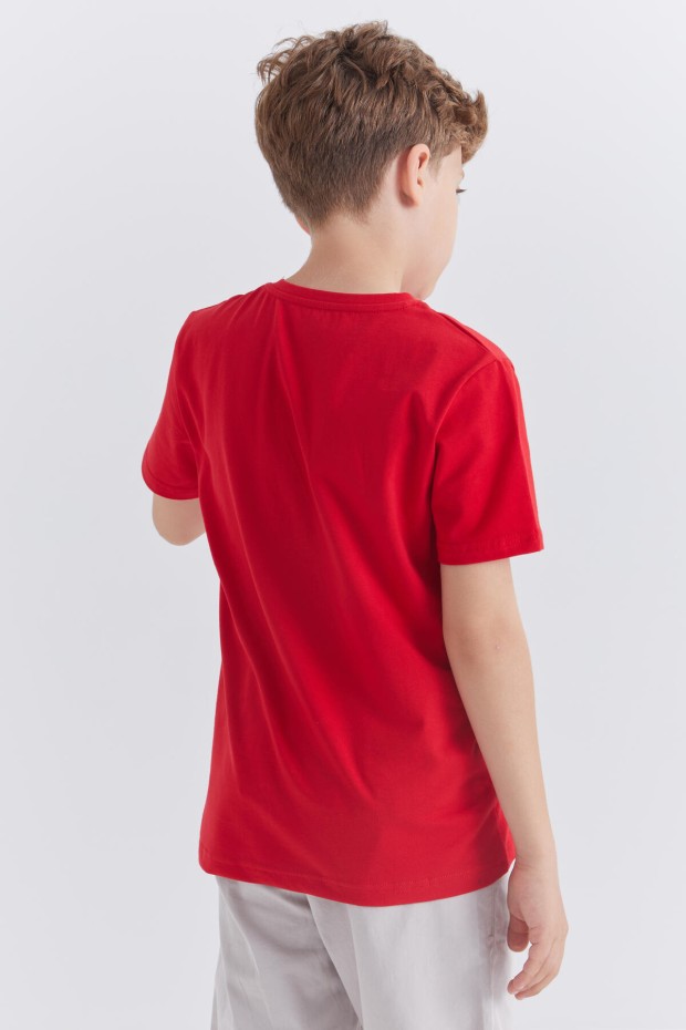 Tommy Life Kırmızı Baskılı O Yaka Kısa Kollu Standart Kalıp Erkek Çocuk T-Shirt - 10867. 5