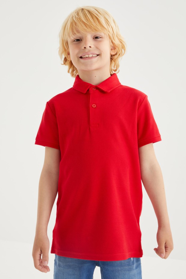 Tommy Life Kırmızı Klasik Kısa Kollu Polo Yaka Erkek Çocuk T-Shirt - 10962. 8