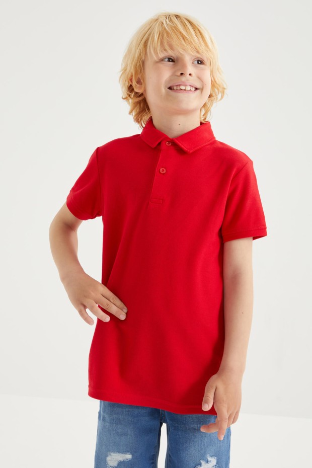 Tommy Life Kırmızı Klasik Kısa Kollu Polo Yaka Erkek Çocuk T-Shirt - 10962. 5