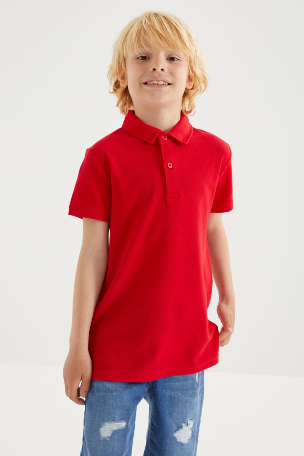 Tommy Life Kırmızı Klasik Kısa Kollu Polo Yaka Erkek Çocuk T-Shirt - 10962. 7