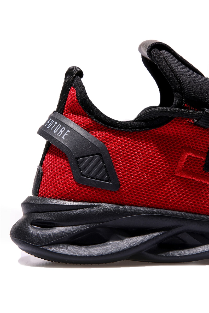 Kırmızı Lastik Bağcıklı Nakış Detaylı Yüksek Taban Erkek Spor Ayakkabı - 89053