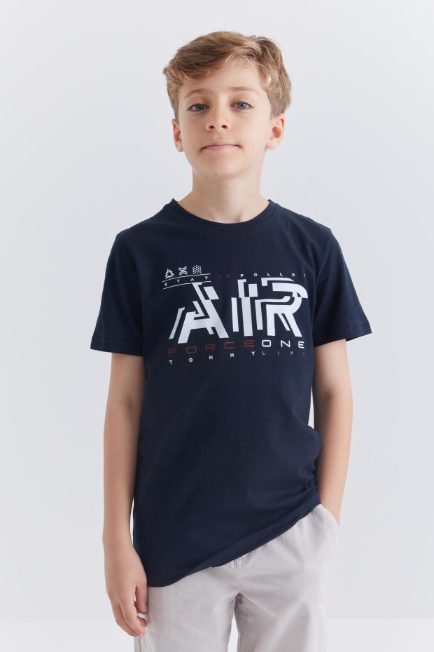 Tommy Life Lacivert Air Baskılı O Yaka Kısa Kol Erkek Çocuk T-Shirt - 10852. 1