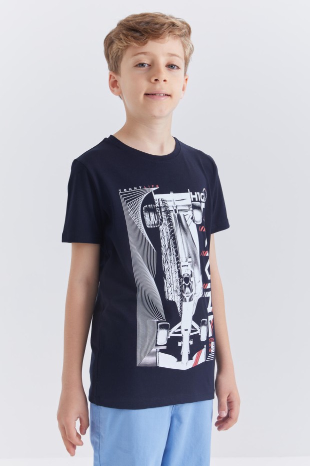 Tommy Life Lacivert Baskılı Kısa Kol Standart Kalıp O Yaka Erkek Çocuk T-Shirt - 10866. 6
