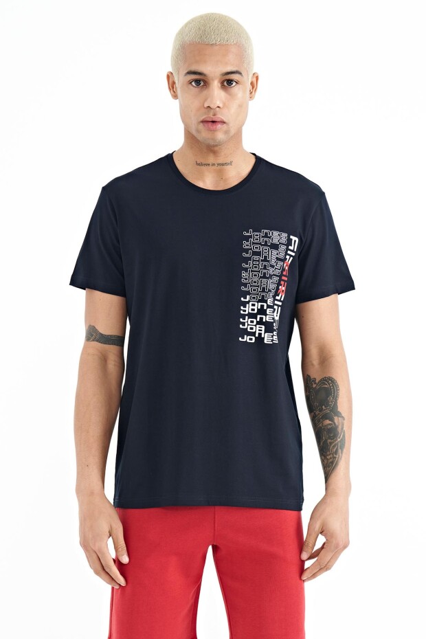 Alan Lacivert Standart Kalıp Erkek T-Shirt - 88208