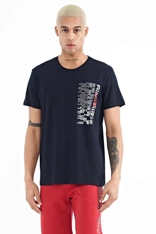 Alan Lacivert Standart Kalıp Erkek T-Shirt - 88208