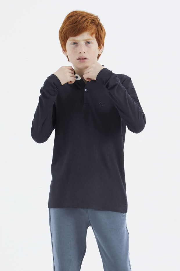 Lacivert Polo Yaka Basic Erkek Çocuk T-Shirt - 11171