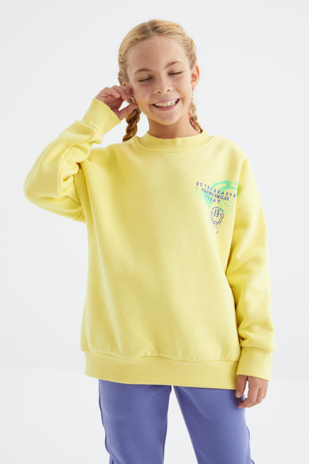 Limon Baskı Detaylı O Yaka Kız Çocuk Sweatshirt - 75095