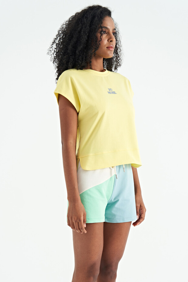 Tommy Life Limon Etek Parça Detaylı O Yaka Oversize Kadın T-Shirt - 02277. 5