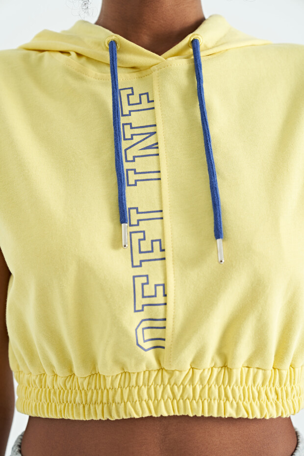 Limon Kapüşonlu Baskılı Standart Kalıp Kadın Sweat Top T-Shirt - 02119