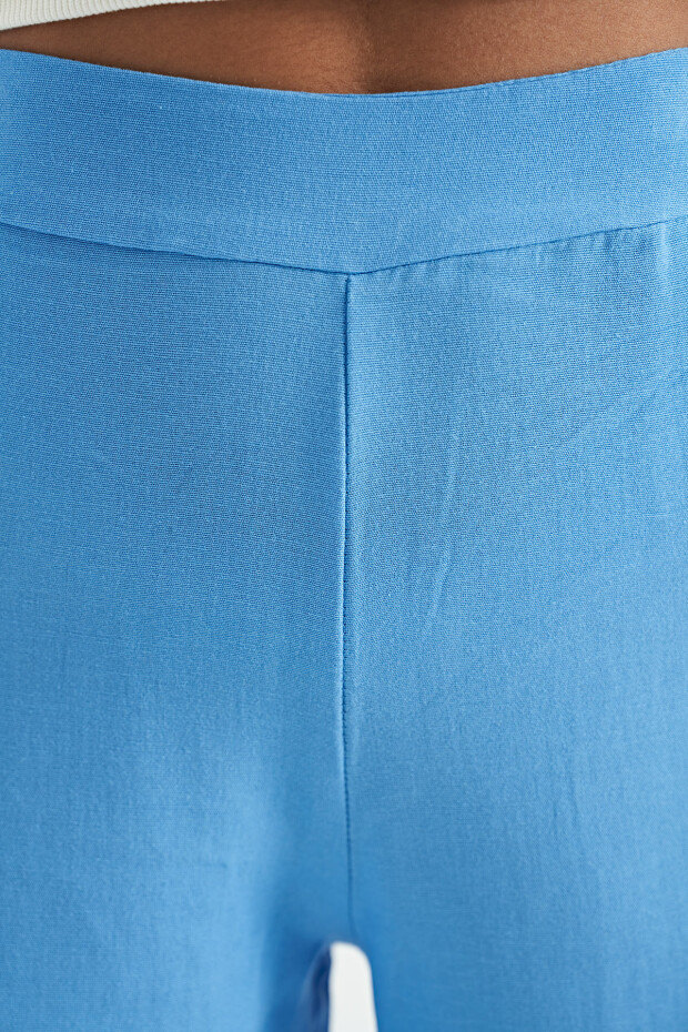Tommy Life Mavi Yırtmaç Detaylı Bol Paça Kadın Pantolon - 02192. 3