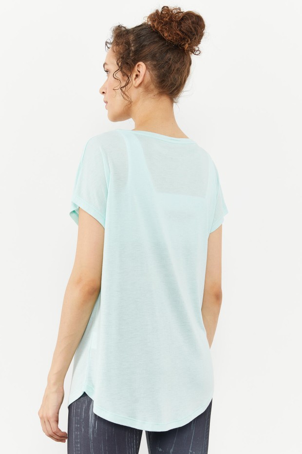 Mint Yeşili Basic Kısa Kol Rahat Form O Yaka Kadın T-Shirt - 97151