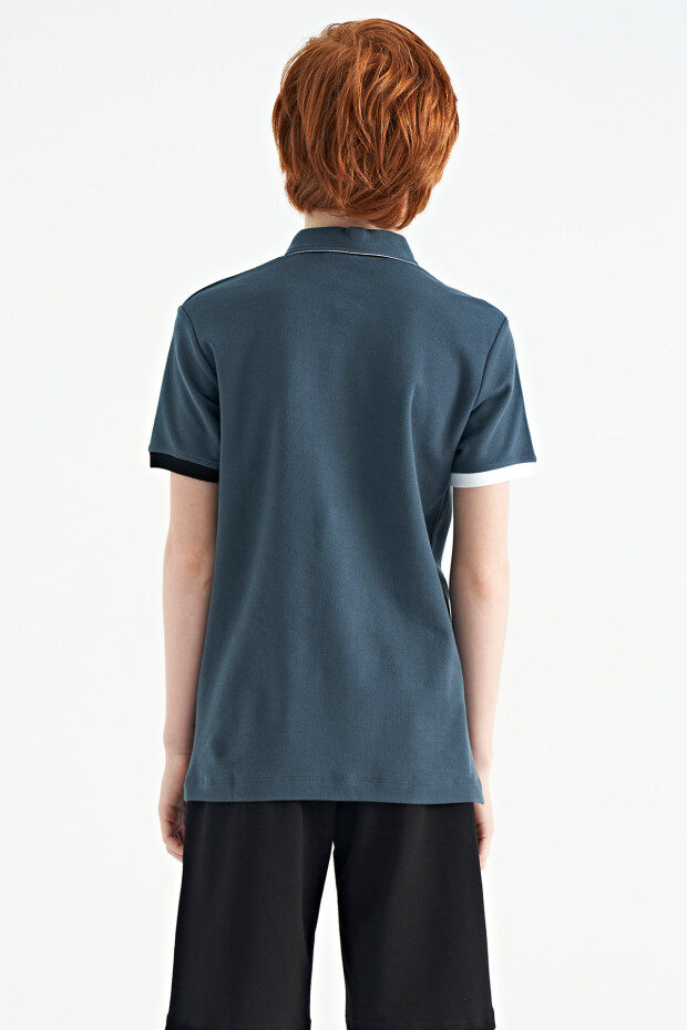 Orman Yeşili Logo Nakışlı Standart Kalıp Polo Yaka Erkek Çocuk T-Shirt - 11083