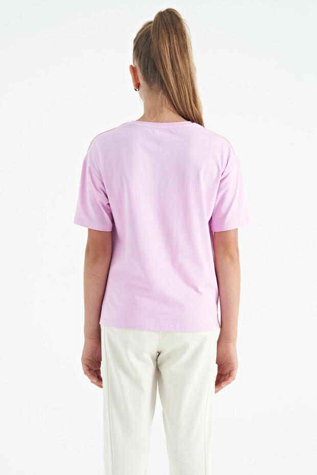 Pembe Ayıcık Baskılı O Yaka Oversize Kısa Kol Kız Çocuk T-Shirt - 75116