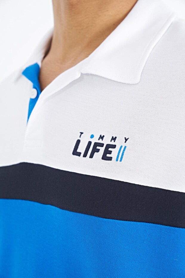 Tommy Life Saks Renk Geçişli Polo Yaka Standart Kalıp Erkek T-shirt - 88238. 7