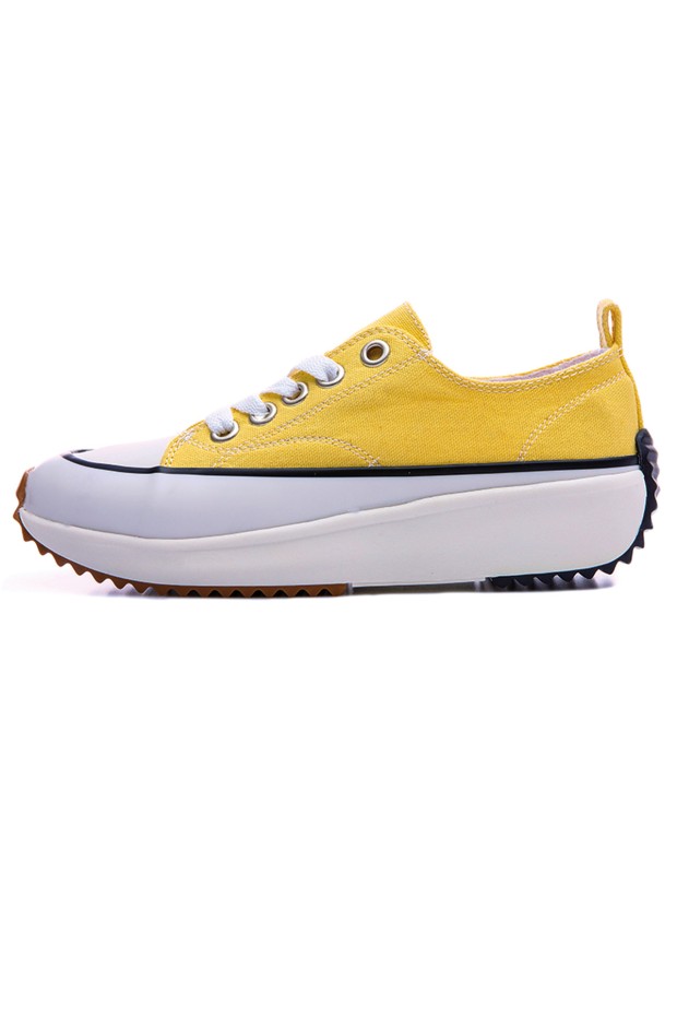 Sarı Bağcıklı Yüksek Taban Günlük Kadın Spor Ayakkabı - 89070 - Thumbnail