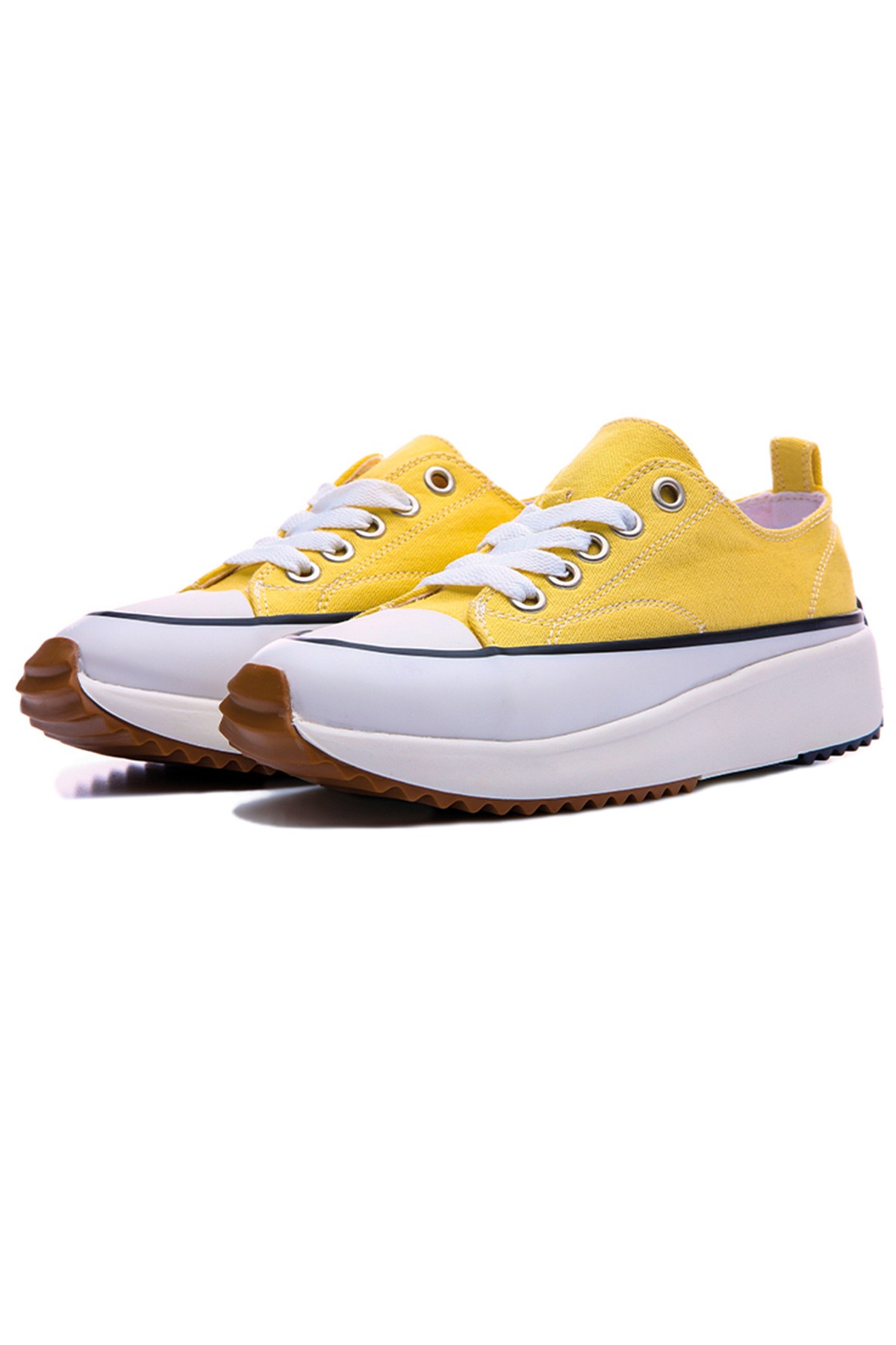 Sarı Bağcıklı Yüksek Taban Günlük Kadın Spor Ayakkabı - 89070
