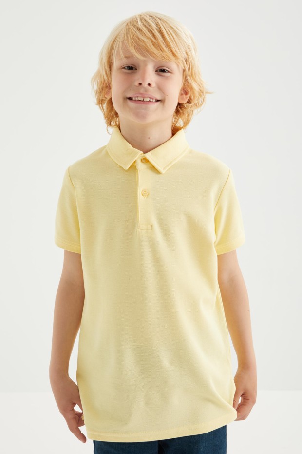 Tommy Life Sarı Klasik Kısa Kollu Polo Yaka Erkek Çocuk T-Shirt - 10962. 3