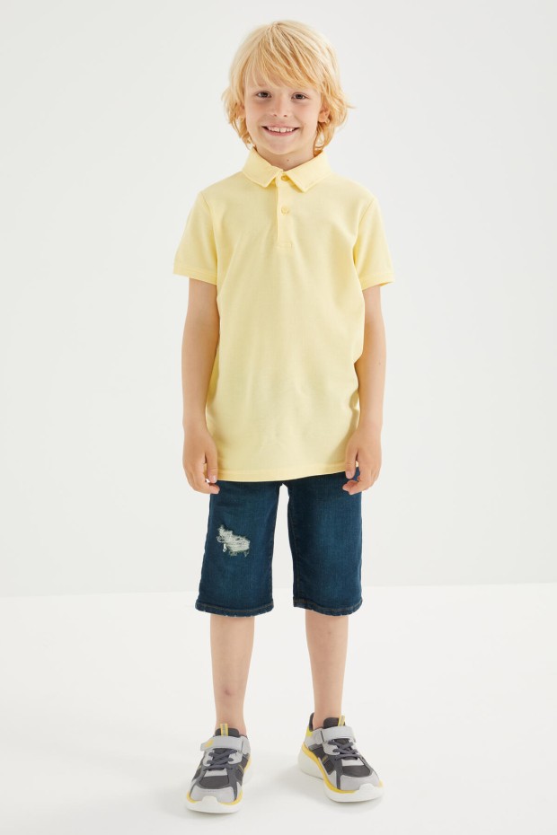 Tommy Life Sarı Klasik Kısa Kollu Polo Yaka Erkek Çocuk T-Shirt - 10962. 2