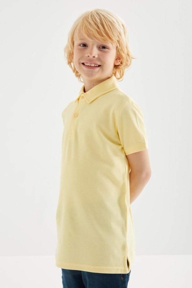 Tommy Life Sarı Klasik Kısa Kollu Polo Yaka Erkek Çocuk T-Shirt - 10962. 1