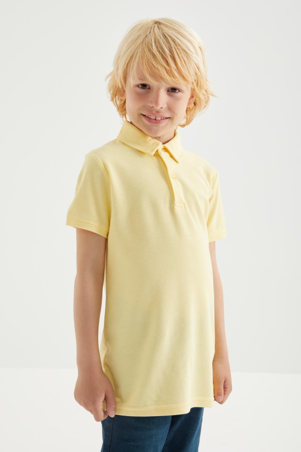 Tommy Life Sarı Klasik Kısa Kollu Polo Yaka Erkek Çocuk T-Shirt - 10962. 7