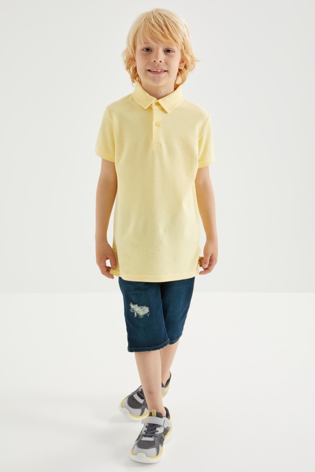 Tommy Life Sarı Klasik Kısa Kollu Polo Yaka Erkek Çocuk T-Shirt - 10962. 6