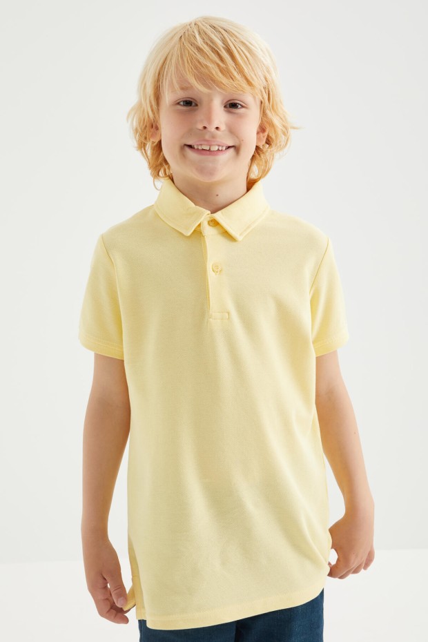 Tommy Life Sarı Klasik Kısa Kollu Polo Yaka Erkek Çocuk T-Shirt - 10962. 5