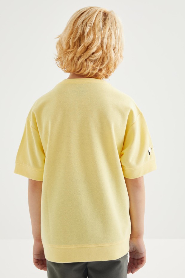 Tommy Life Sarı Oversize Yazı Nakışlı Kısa Kollu O Yaka Erkek Çocuk T-Shirt - 10898. 8