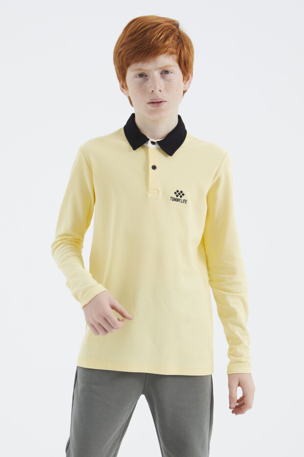 Sarı Polo Yaka Basic Erkek Çocuk T-Shirt - 11171