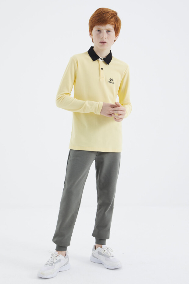 Sarı Polo Yaka Basic Erkek Çocuk T-Shirt - 11171