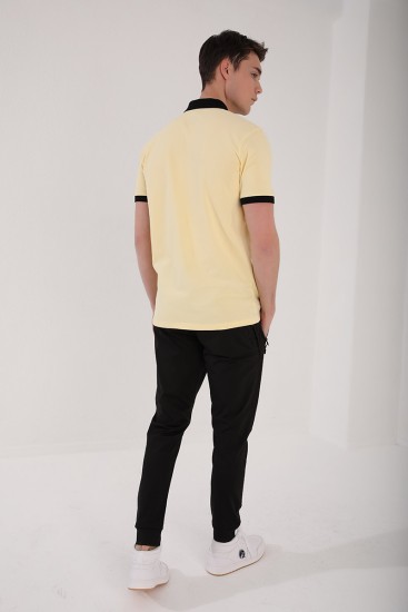 Sarı Yarım Fermuarlı Standart Kalıp Polo Yaka Erkek T-Shirt - 87961 - Thumbnail