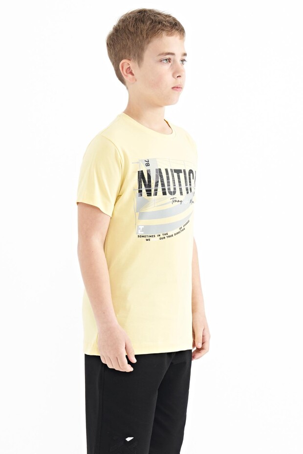 Sarı Yazı Baskılı O Yaka Standart Kalıp Erkek Çocuk T-Shirt - 11100