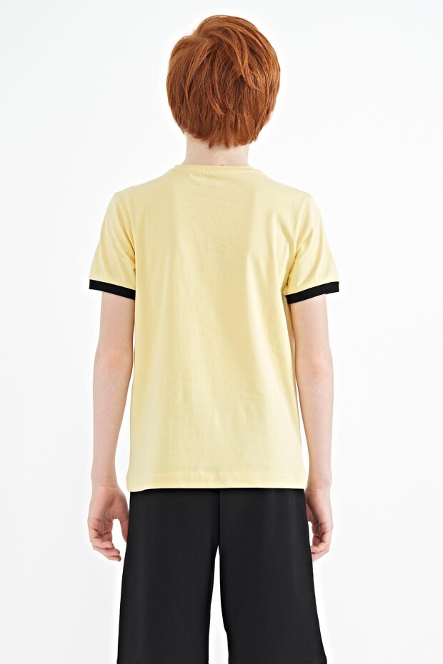 Sarı Yazı Baskılı Standart Kalıp O Yaka Erkek Çocuk T-Shirt - 11098