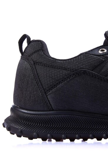 Siyah Bağcıklı File Detaylı Suni Deri Erkek Spor Ayakkabı - 89114 - Thumbnail