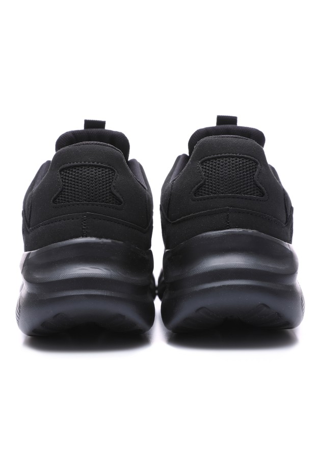 Siyah Bağcıklı File Detaylı Yüksek Taban Erkek Spor Ayakkabı - 89063