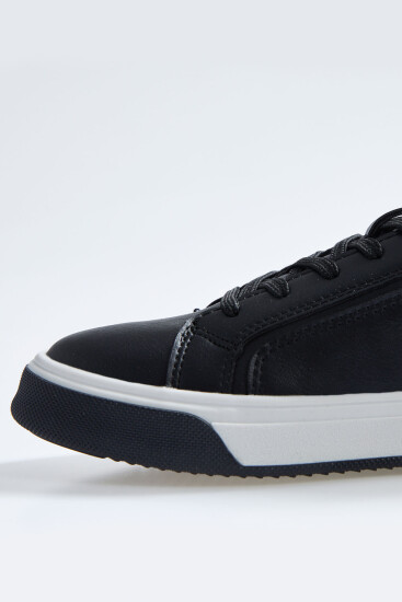 Siyah Bağcıklı Suni Deri Erkek Spor Ayakkabı - 89092 - Thumbnail