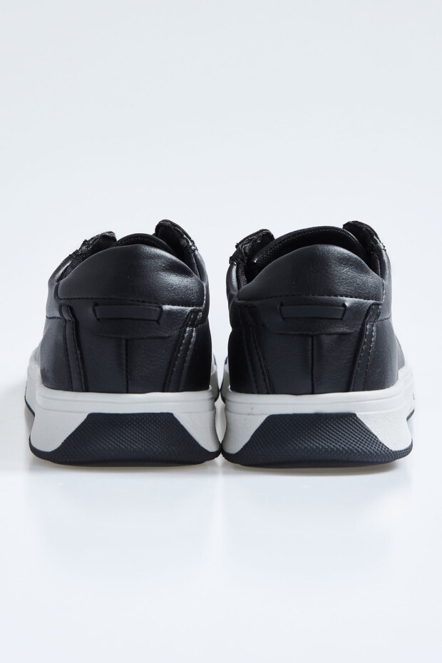 Siyah Bağcıklı Suni Deri Erkek Spor Ayakkabı - 89092