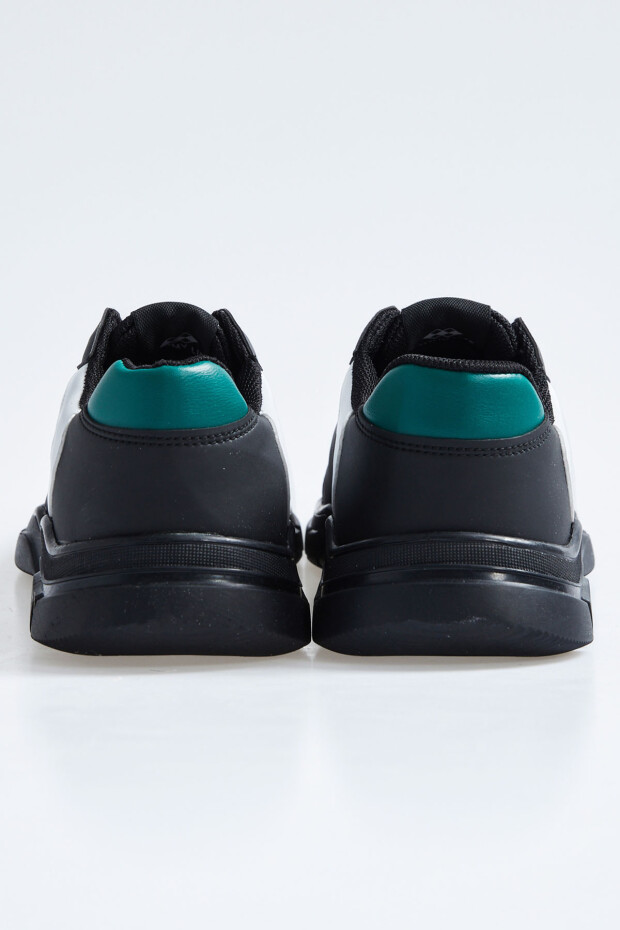 Siyah Bağcıklı Yüksek Taban Suni Deri Detaylı Erkek Spor Ayakkabı - 89117