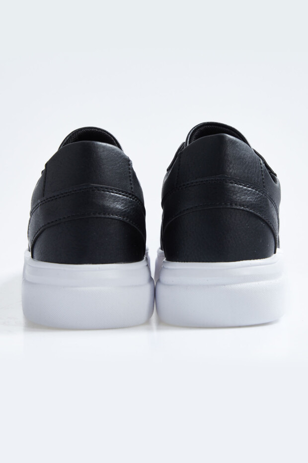 Siyah - Beyaz Bağcıklı Delikli Suni Deri Erkek Spor Ayakkabı - 89110
