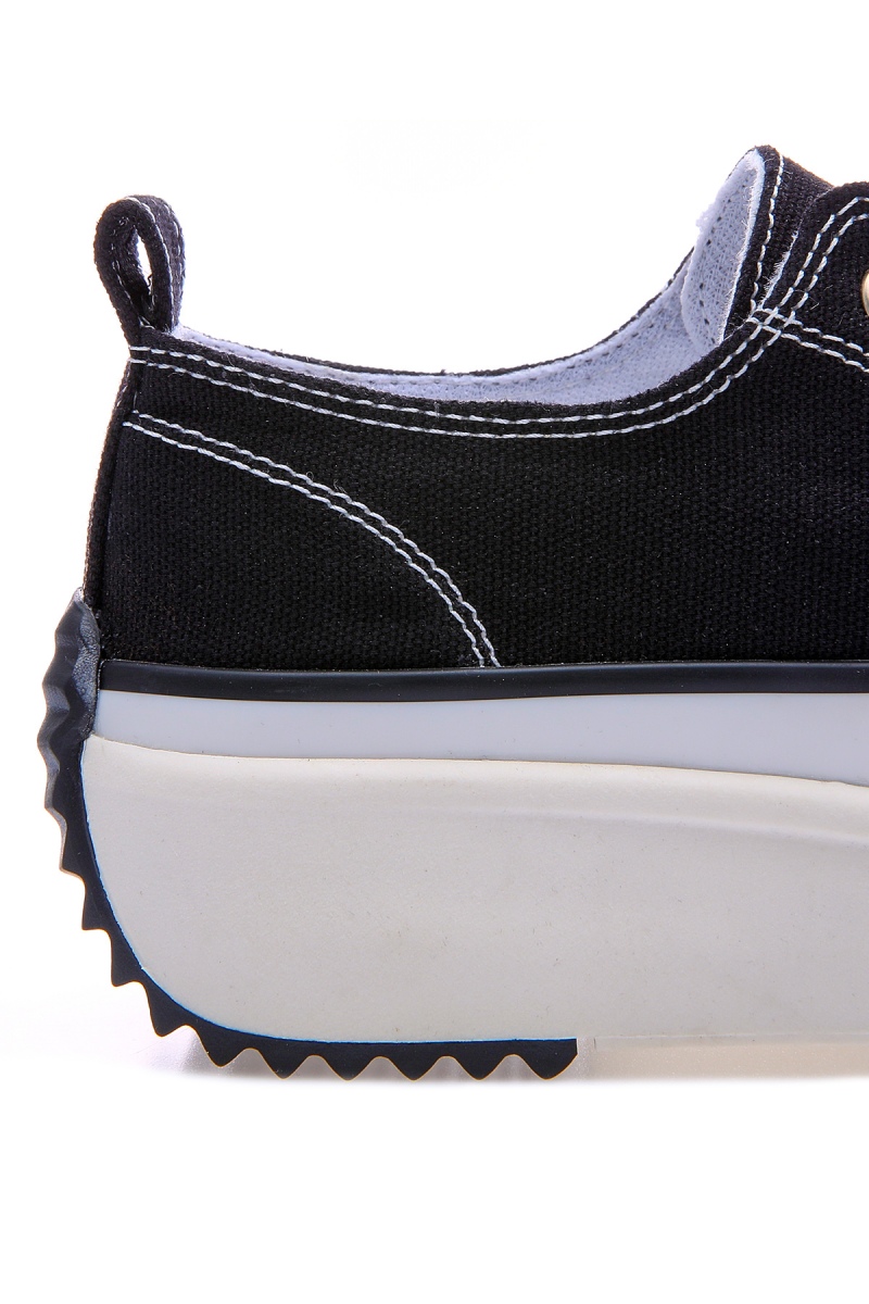 Siyah - Beyaz Bağcıklı Yüksek Taban Günlük Kadın Spor Ayakkabı - 89070 - Thumbnail