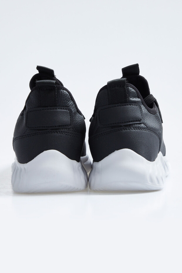 Siyah - Beyaz Yüksek Taban Bağcıklı Suni Deri Erkek Spor Ayakkabı - 89115
