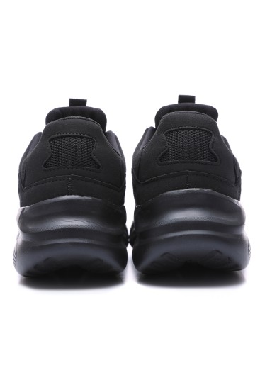 Siyah Bağcıklı File Detaylı Yüksek Taban Erkek Spor Ayakkabı - 89063 - Thumbnail
