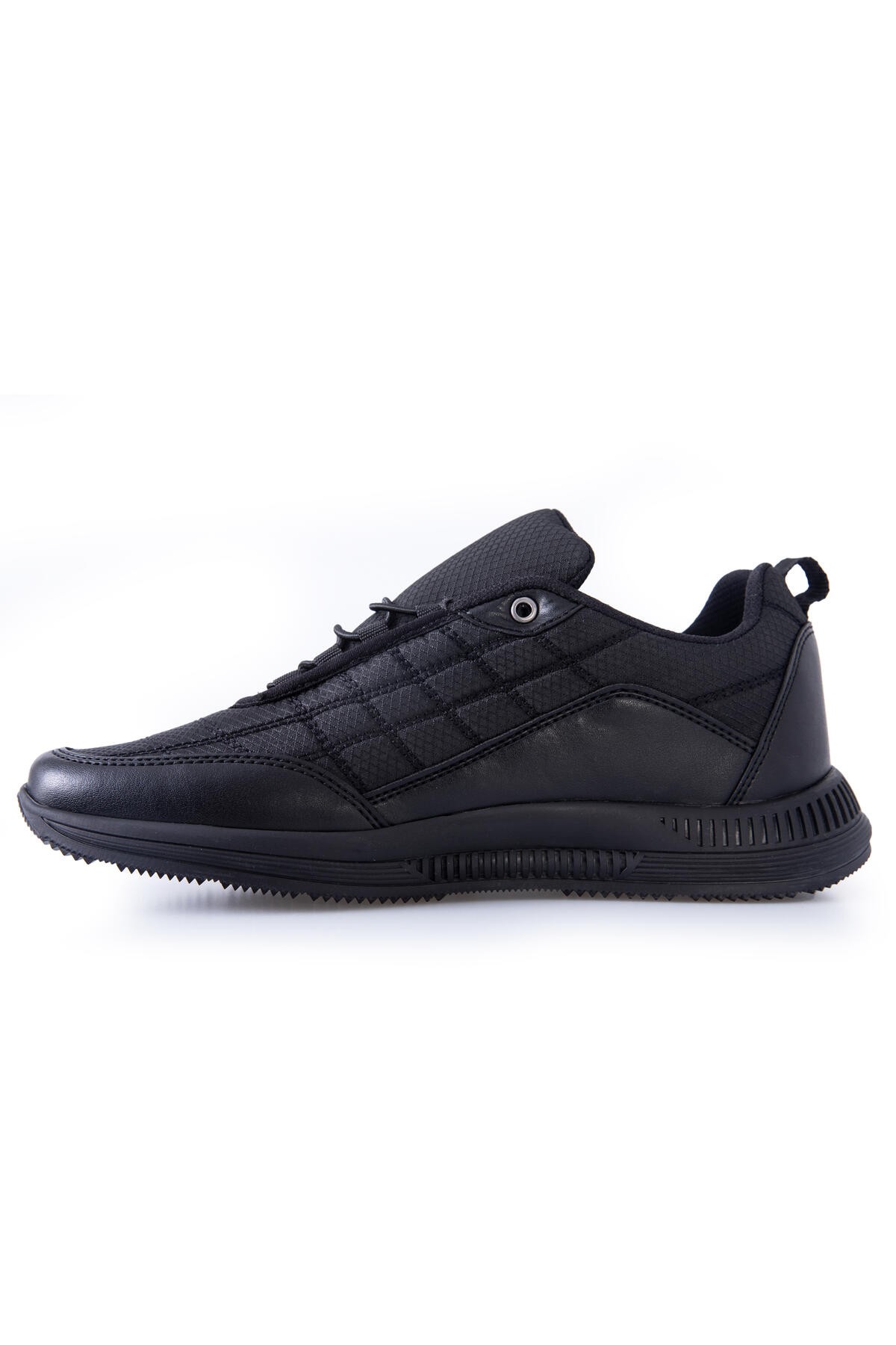 Siyah Bağcıklı Kapitone Suni Deri Detaylı Erkek Spor Ayakkabı - 89096