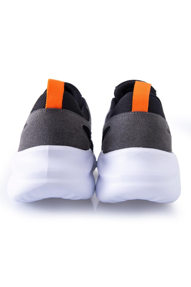Siyah Çift Renkli Bağcıklı Yüksek Taban Erkek Spor Ayakkabı - 89097 - Thumbnail