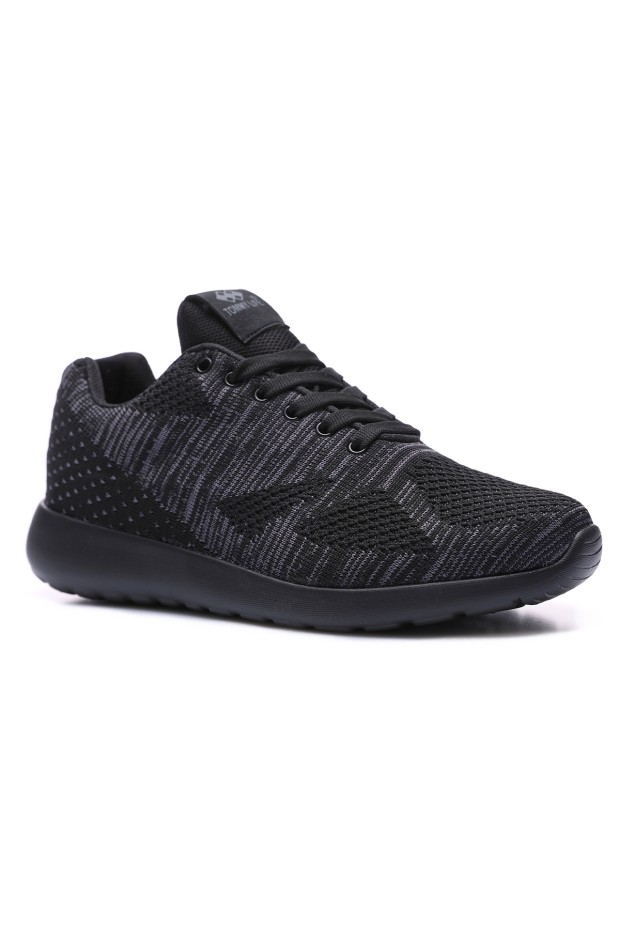 Siyah File Detaylı Bağcıklı Erkek Spor Ayakkabı - 89047