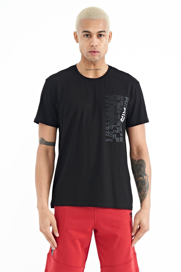 Alan Siyah Standart Kalıp Erkek T-Shirt - 88208