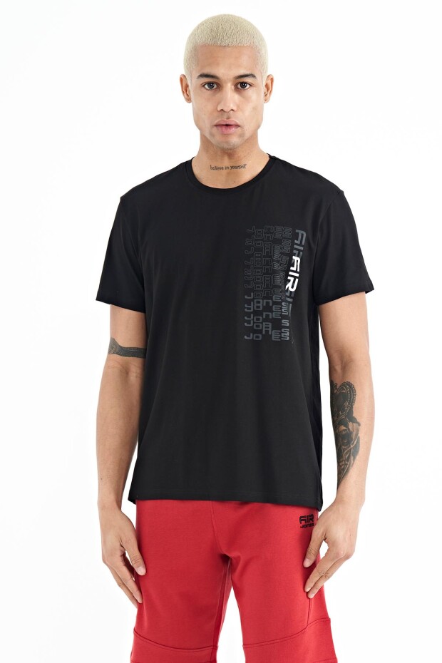 Alan Siyah Standart Kalıp Erkek T-Shirt - 88208