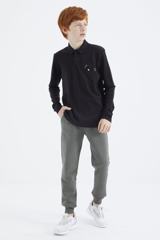 Siyah Polo Yaka Erkek Çocuk T-Shirt - 11172