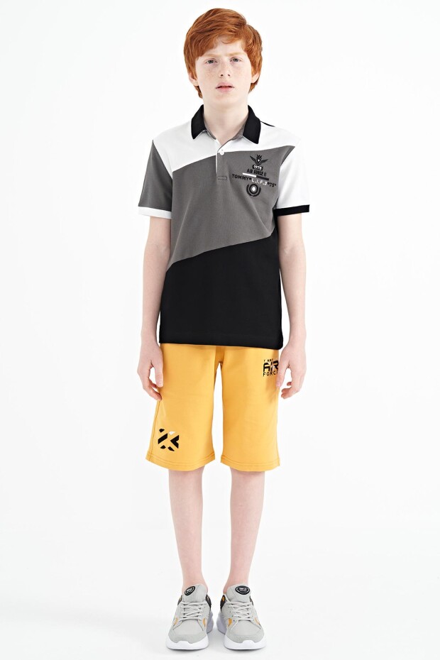 Tommy Life Siyah Renk Bloklu Nakış Detaylı Standart Kalıp Polo Yaka Erkek Çocuk T-shirt - 11088. 2