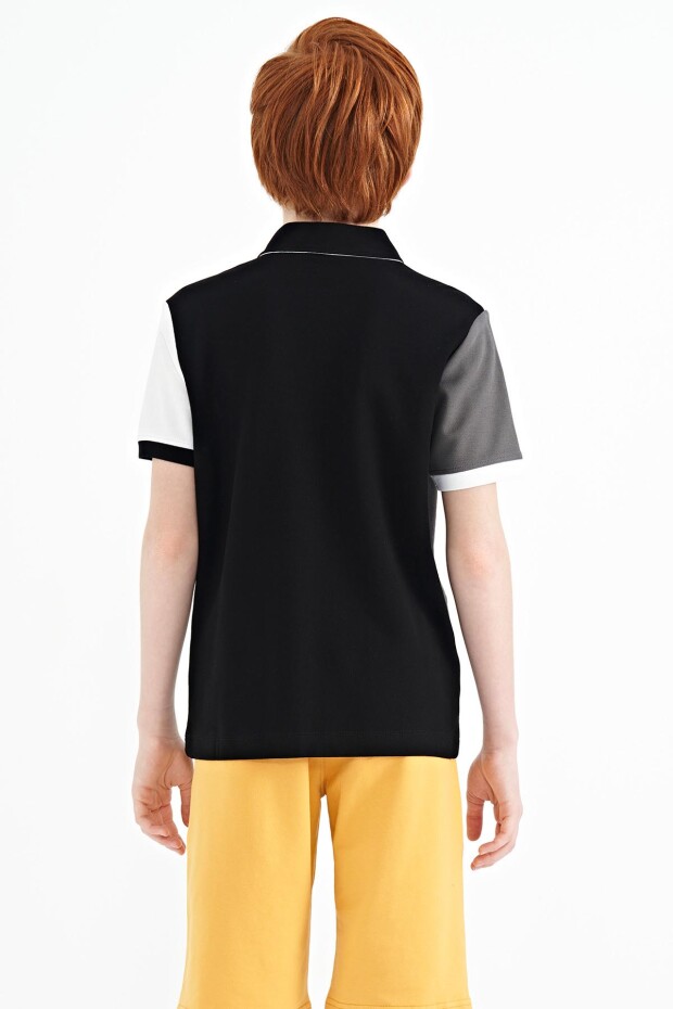 Tommy Life Siyah Renk Bloklu Nakış Detaylı Standart Kalıp Polo Yaka Erkek Çocuk T-shirt - 11088. 10